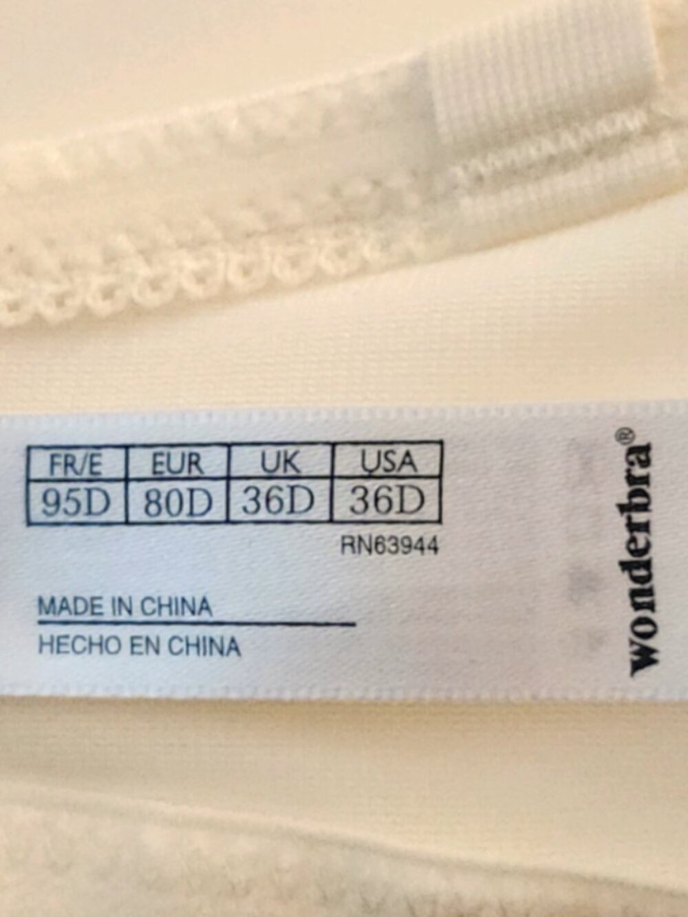 WonderBra Strapless Padded Underwired Plunge 36D Ivory Satin MISSING STRAPS 7262 - Picture 8 of 8